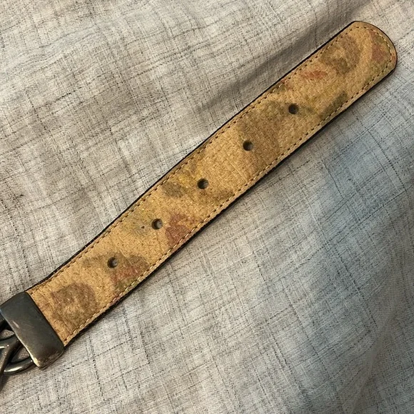 Streets Ahead Santa Monica tan leather belt with silver, turquoise, and …